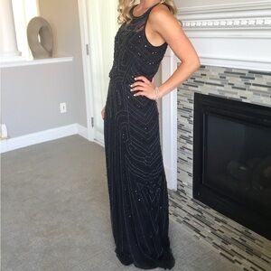 LIKE NEW BLACK BEADED GOWN - AIDAN MATTOX
